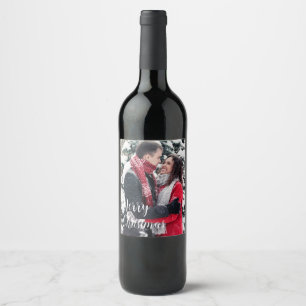 custom merry christmas , custom photo wine label 
