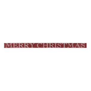 Custom Merry Christmas Elegant White Maroon Satin Ribbon