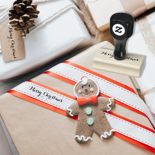 Custom Merry Christmas Holiday Greetings Elegant Rubber Stamp