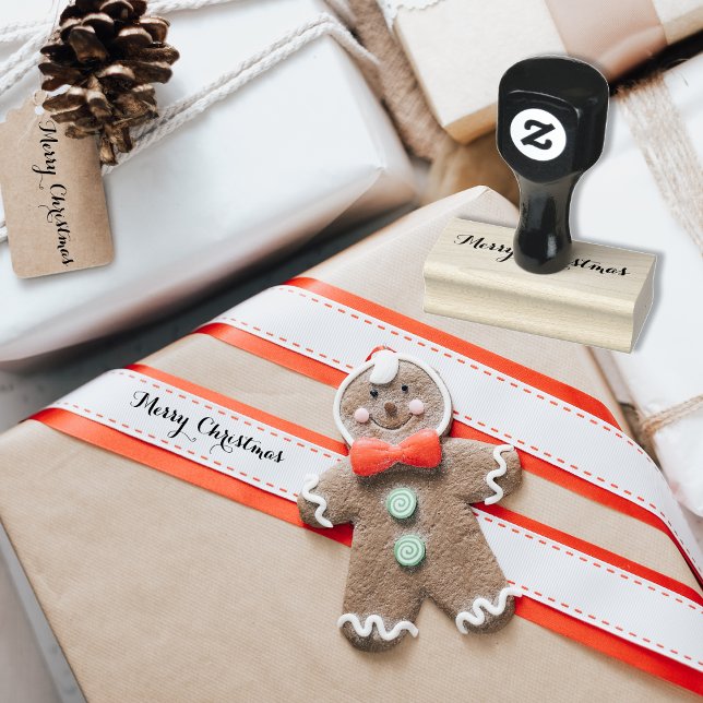 Custom Merry Christmas Holiday Greetings Elegant Rubber Stamp (Custom Merry Christmas Holiday Greetings Elegant Rubber Stamp)