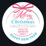 Custom Merry Christmas Modern Ornament Sticker<br><div class="desc">Cute modern Merry Christmas & Happy New Year Ornament Sticker with trendy typography.</div>