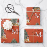 Custom Merry Christmas Monogram Tiger & Tree Red Wrapping Paper Sheet<br><div class="desc">A personalised "Merry Christmas" monogram design with a Xmas tiger and Christmas tree. An ideal festive custom design for the holiday season. Customise the monogram and make it your own!</div>