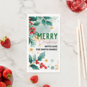 Custom Merry Christmas Napkins Elegant Holiday