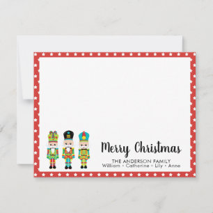 Custom Merry Christmas Nutcracker Red Stars Family Card