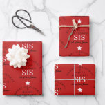 Custom Merry Christmas Red Monogram Sister Wrapping Paper Sheet<br><div class="desc">A personalised "Merry Christmas" monogram design with a Xmas a red background perfect for a sister. An ideal festive custom design for the holiday season. Customise the monogram and make it your own!</div>