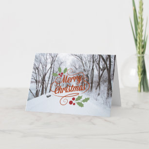 Custom MERRY CHRISTMAS SNOW PATH SEASON'S GREETING Holiday Card