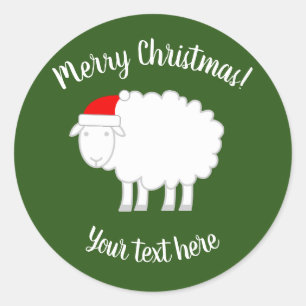 Custom Merry Christmas stickers with cute sheep