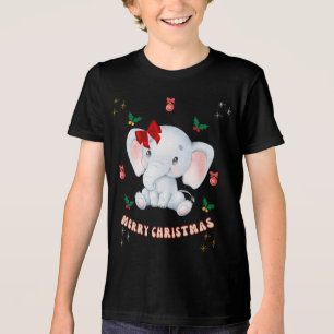 Custom Merry Christmas with Baby Elephants Tri-Blend Shirt