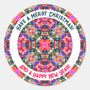 Custom Merry Colorful Modern Christmas Party Classic Round Sticker