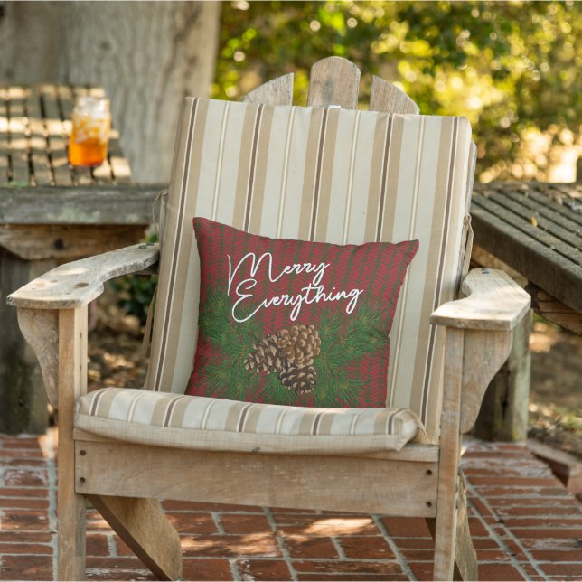 Custom Merry Everything Red Green Cabin Porch Cushion (Chair)