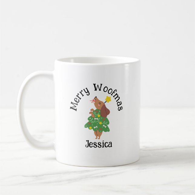 Custom Merry Woofmas Mug – Dog Mum & Dad Christmas (Left)