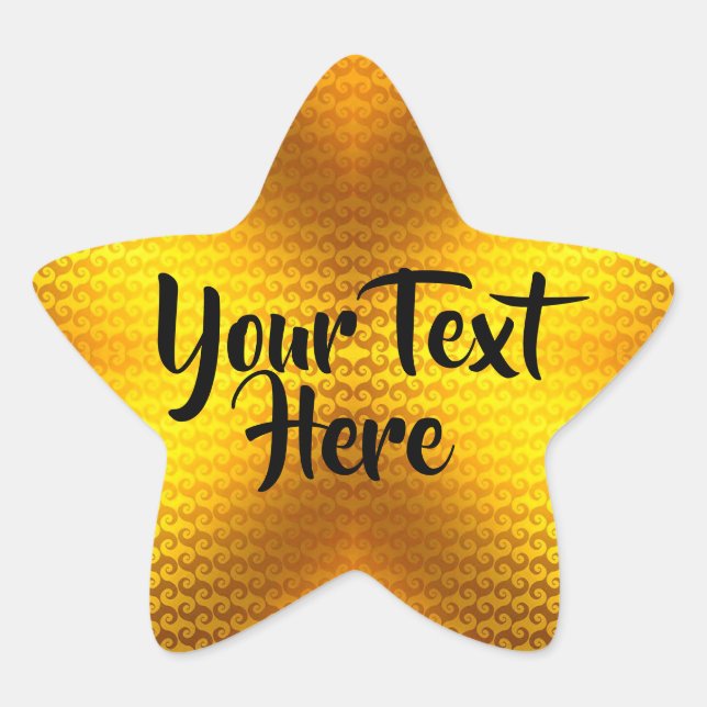 Custom Message (Big Gold Star) Large Glitter Award Star Sticker (Front)