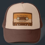 Custom Message Cassette Tape Baseball Cap<br><div class="desc">This baseball cap or truckers hat features an illustration of an old fashioned cassette tape. Use the template fields to easily add your own name and short message to this hat. It makes a great personalised gift for old school music lovers or use it to promote your band or musical...</div>