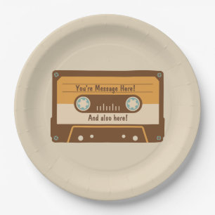 Custom Message Cassette Tape Paper Plates