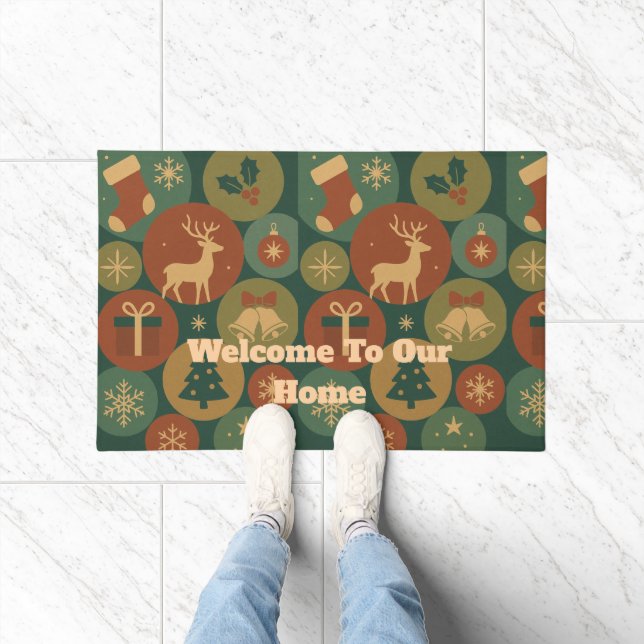Custom Message Christmas Circles Doormat (Indoor)