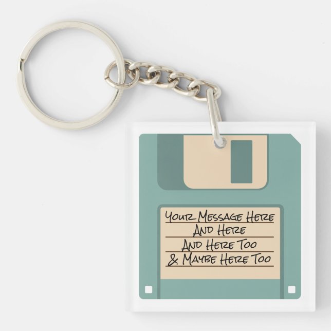 Custom Message Computer Floppy Disc Keychain (Front)
