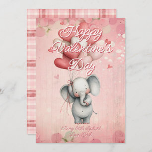Custom Message Elephant Animal Valentines Day Holiday Card