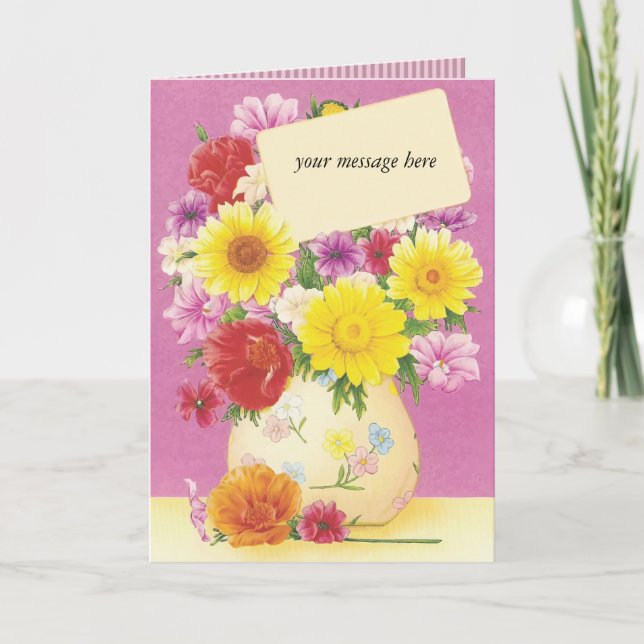Custom Message Floral Vintage Any Occasion Cards (Front)