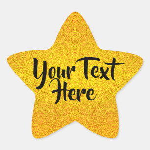 Custom Message Gold Award Star Glitter Texture Sticker