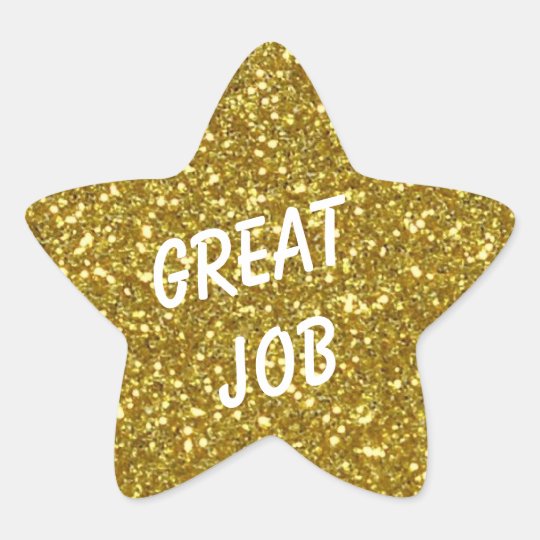 Custom Message Gold Star with Gold Glitter Texture Star Sticker ...