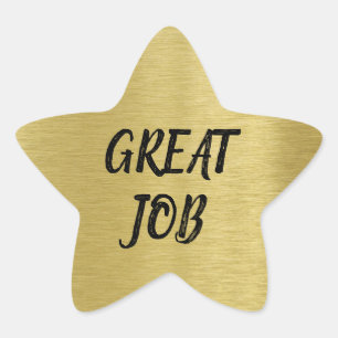 Custom Message Gold Star with Gold Glitter Texture Star Sticker