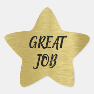 Custom Message Gold Star with Gold Glitter Texture Sticker