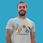 Custom Message Guinea Pigs and Balloons T-Shirt<br><div class="desc">Create custom t-shirts for your party or a personalised gift when you add your own message to this graphic tee. It features cute illustrations of guinea pigs in party hats with colourful balloons. Your text appears below the graphic in navy blue lettering.</div>
