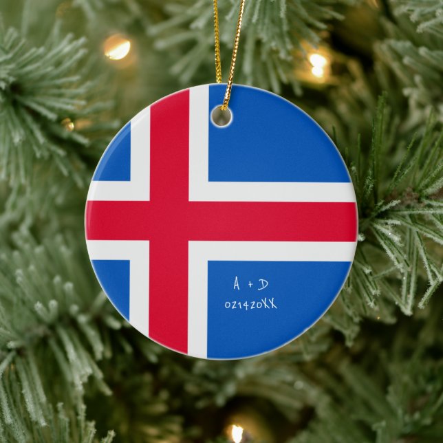 Custom Message Iceland Flag Ceramic Tree Decoration (Tree)