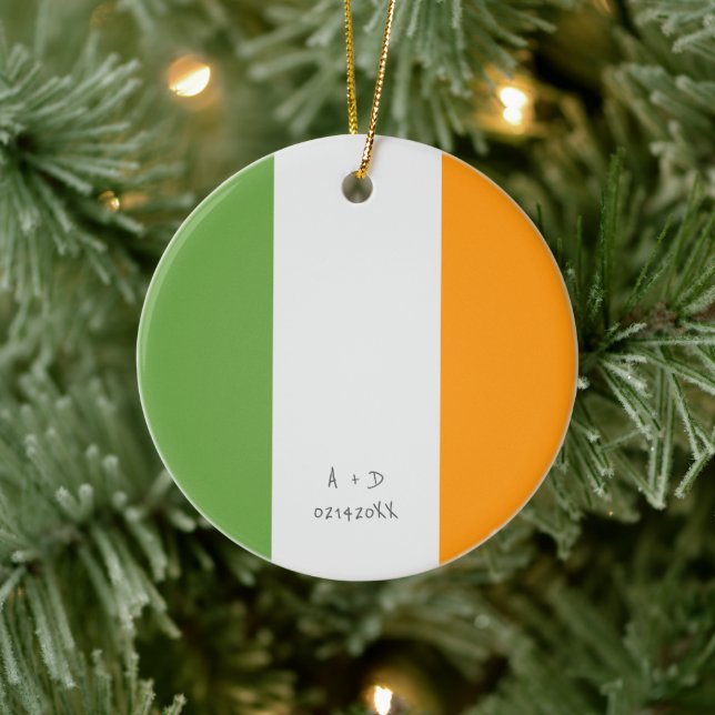 Custom Message Ireland Flag Ceramic Tree Decoration (Tree)