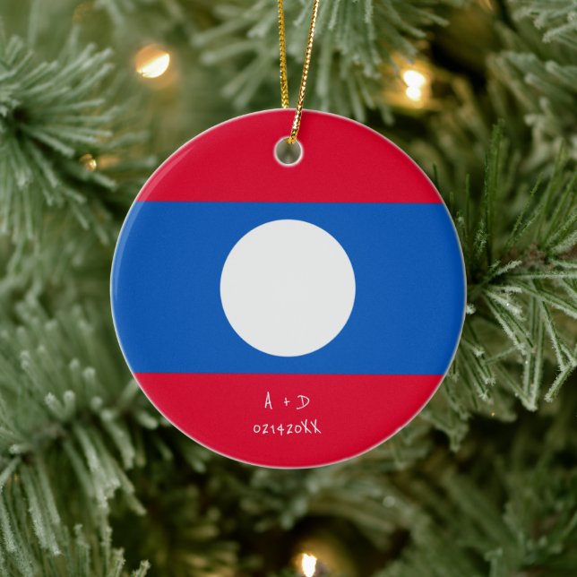 Custom Message Laos Flag Ceramic Tree Decoration (Tree)