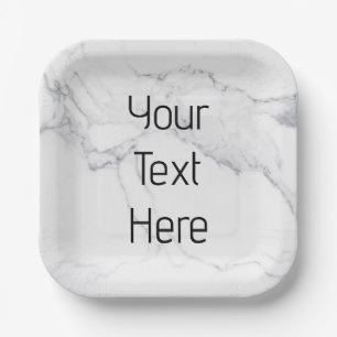 Custom Message Marble Design Paper Plate