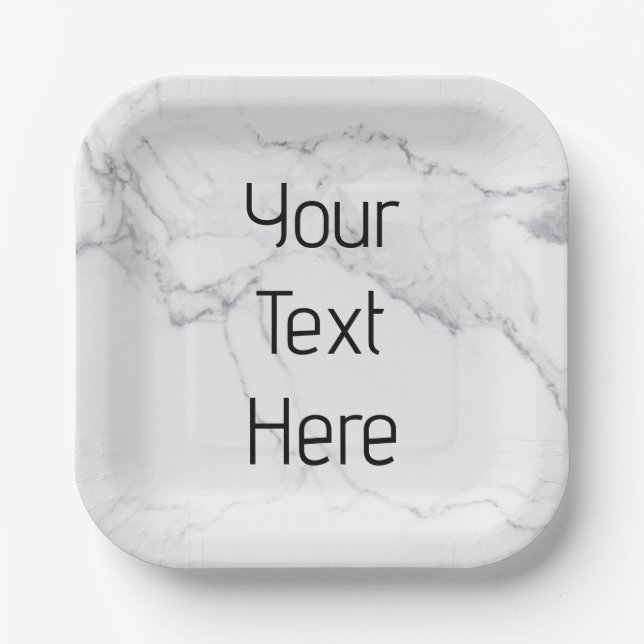 Custom Message Marble Design Paper Plate (Front)