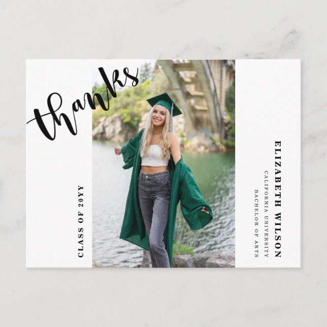 Custom Message Modern Graduation Thank You Postcard (Front)