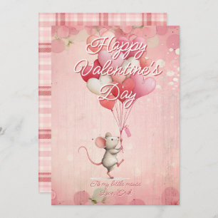 Custom Message Mouse Animal Valentines Day Holiday Card