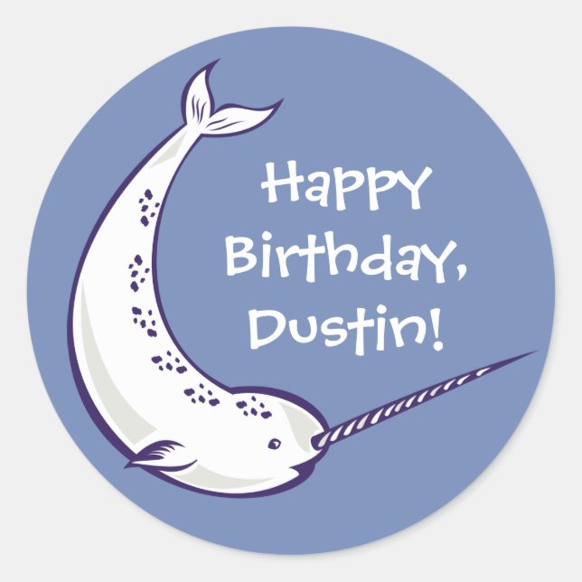 Custom Message Narwhal Stickers or Seals (Front)