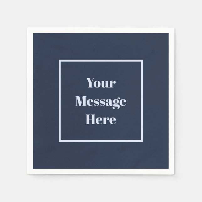Custom Message Navy and Light Blue Party Napkin (Front)