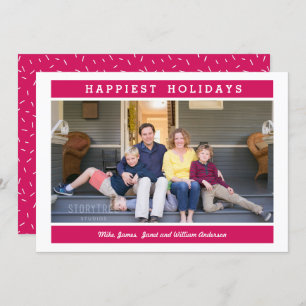 Custom Message Pink Holiday Christmas photo Invitation