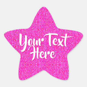 Custom Message Pink Star for Girls Glitter Texture Sticker