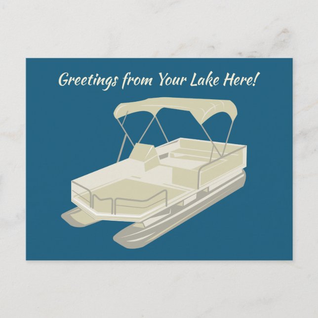 Custom Message Pontoon Boat Postcard (Front)