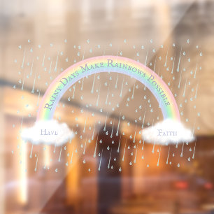 Custom Message Rainbow Arch & Fluffy White Clouds