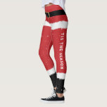 Custom Message Santa Costume Cute Fun Christmas Leggings<br><div class="desc">These cute Christmas leggings are the perfect Santa costume for Christmas morning or holiday parties. Be the coolest holiday Mrs Claus in this fun and modern design with snow flurries,  your own custom holiday greeting and a fake gold belt buckle!</div>