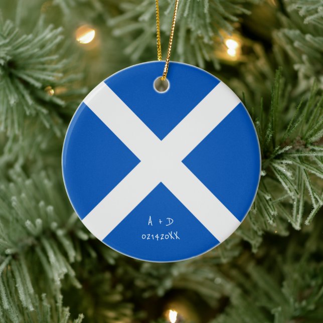Custom Message Scotland Flag Ceramic Tree Decoration (Tree)