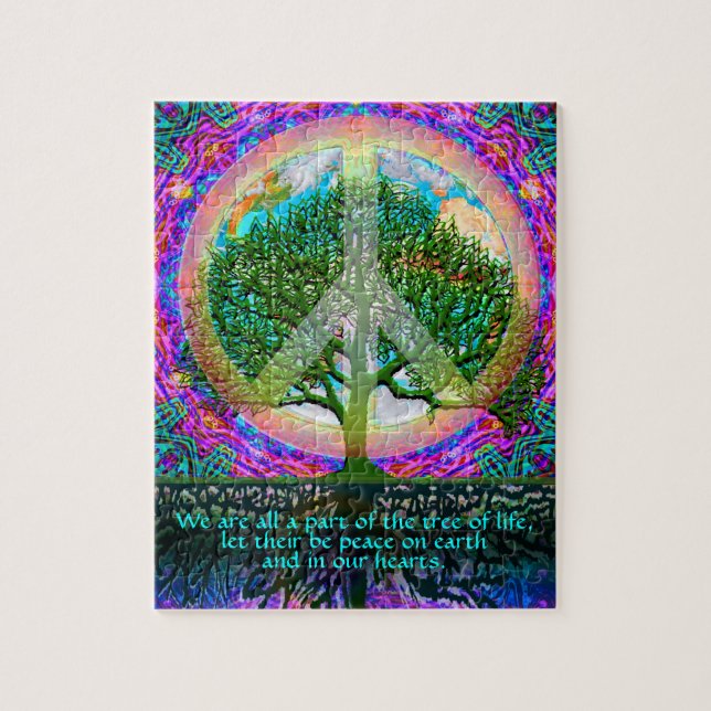 Custom Message Tree of Life Peace Jigsaw Puzzle (Vertical)