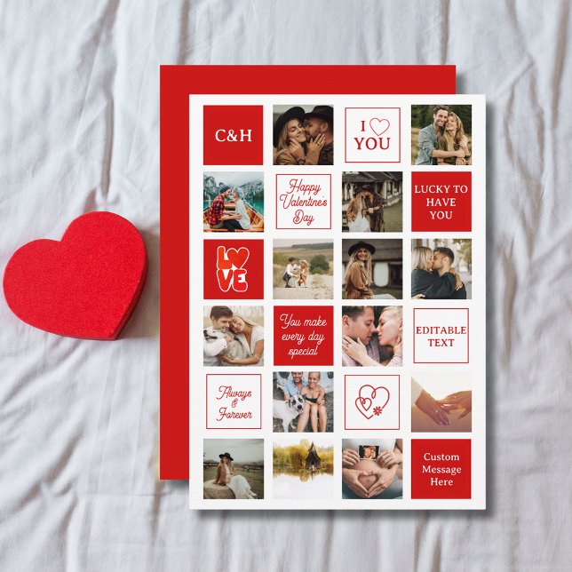 Custom Messages Husband 14 Photo Valentine's Day Holiday Card (Custom Messages Husband 14 Photo Valentine's Day Holiday Card
)