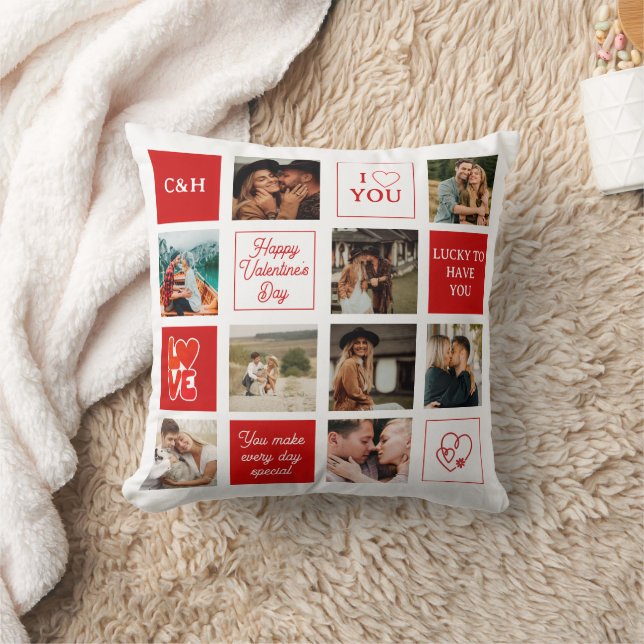 Custom Messages Husband 9 Photo Valentine's Day Cushion (Blanket)
