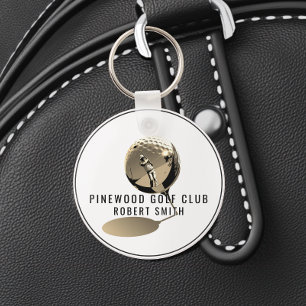 Custom Metal Golf Bag Tag,Personalized Round Sepia Key Ring