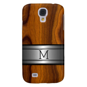 Custom Metal Modern Trendy Wood Grain Pattern Galaxy S4 Case