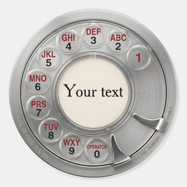Custom Metal Rotary Telephone Dial Classic Round Sticker (Front)