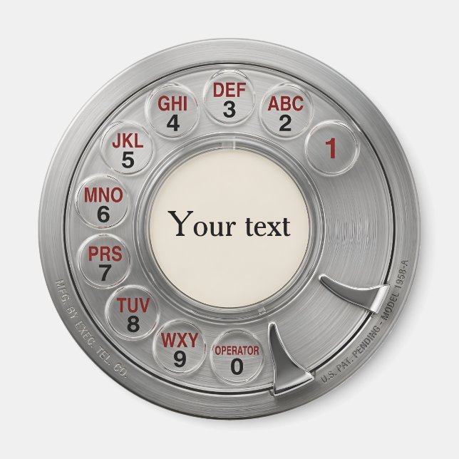 Custom Metal Rotary Telephone Dial Magnet (Front)