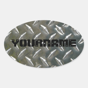 Custom Metal Work Name plate Oval Sticker